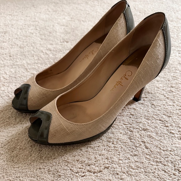 Cole Haan Nike Air Spectator Two Tone Peep Toe Platform Pumps - Size 7B - Picture 1 of 12